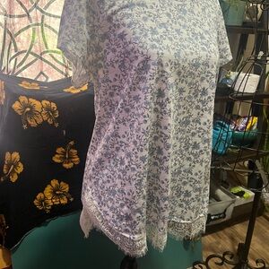 LC Lauren Conrad Blue Floral Top